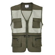 GAQLIVE Men Summer Mesh Cargo Multi Function Travel Photo Fishing Waistcoat Lightweight Breathable Workout Sleeveless Vest Jacket Travel Hunting Camping Outerwear 2XL