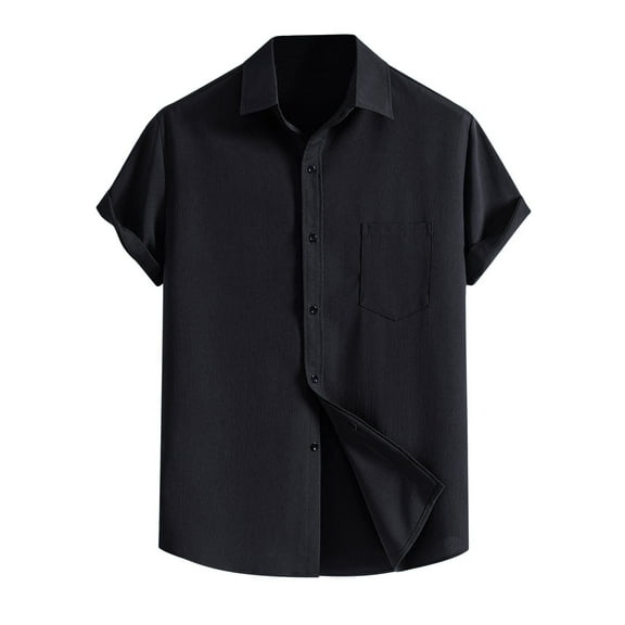 Men Summer Shirt Short Sleeve Casual Button Down Shirt with Pocket Breathable Comfortable Tops for Beach Men's Oversized Tee Summer Tops Streetwear