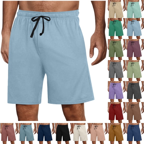 Men Summer Shorts Casual Fashion Solid With Pocket Elastic Waist Short Pants