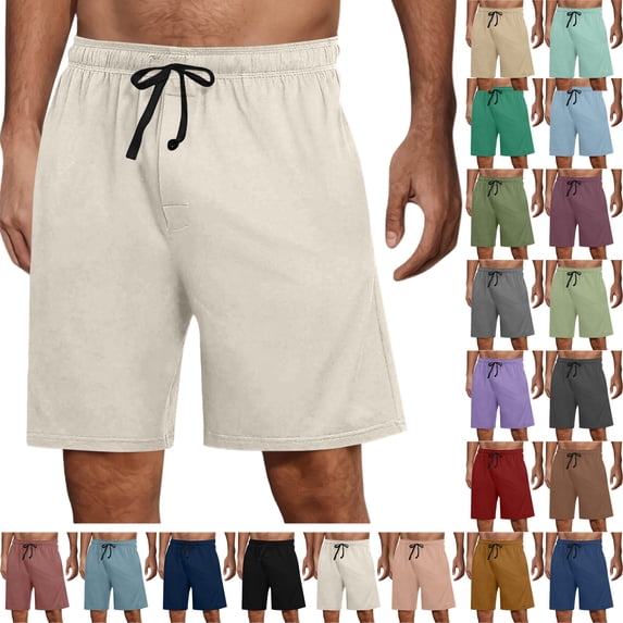 Men Summer Shorts Casual Fashion Solid With Pocket Elastic Waist Short Pants