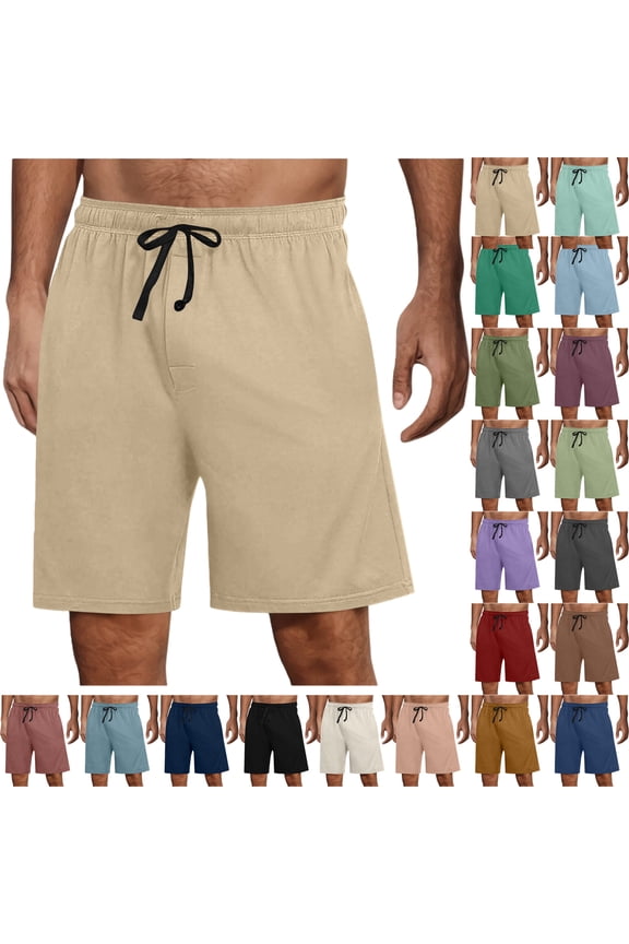 Men Summer Shorts Casual Fashion Solid With Pocket Elastic Waist Short Pants