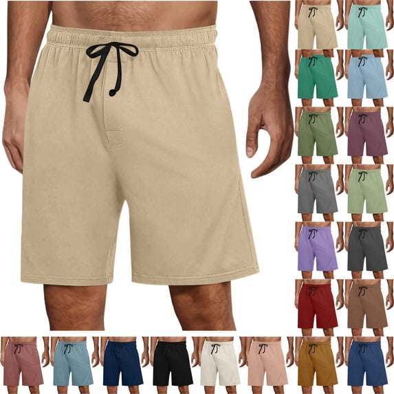 Men Summer Shorts Casual Fashion Solid With Pocket Elastic Waist Short Pants