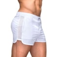thumbnail image 1 of Men Summer Shorts Hollow Mesh Drawstring Elastic Waist Solid Color Quick Dry Surfing Fitness Sport Fitness Shorts Daily Wear Beach Shorts -White,2XL, 1 of 8