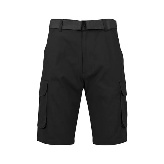 Men Summer Slim Casual Shorts Fashion Solid Color Cargo Pants with Belt, Stretch Shorts with Multi Pockets