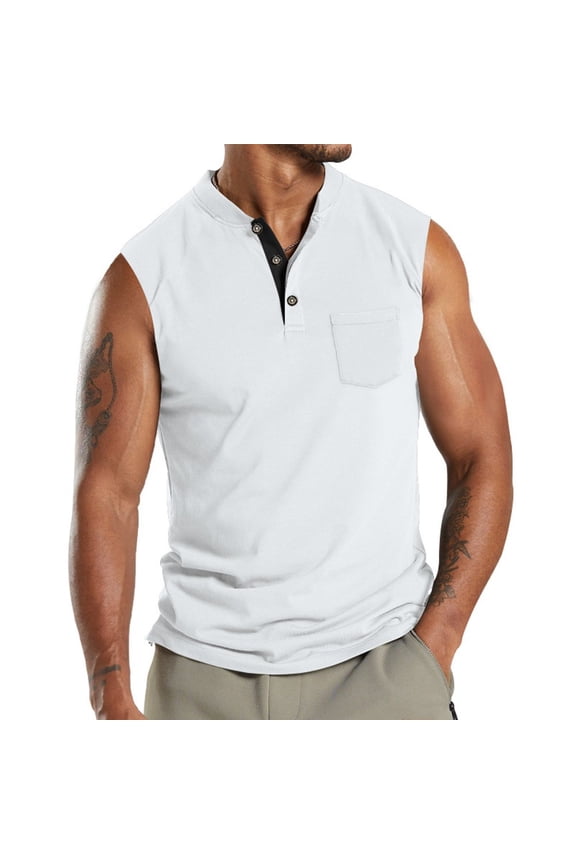 Men Summer Sports Loose Sleeveless Vest Solid Simple Waistcoat Bottoming Shirt