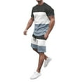thumbnail image 1 of Men Summer Spring And Summer Striped Squares Chicken Suite Tracksuit Piece Outfits Big Men Suits Short Sleeve T Shirts Mens Summer Suit And Shorts Tuxedo Shawl Lapel Jogging Sets Mens Suits Big A, 1 of 6