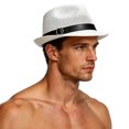 thumbnail image 1 of Men Summer Straw Sun Hat, Wide Brim Outdoor UV Protection Fashion Casual Fedora Cap for Travel Beach Vacation White-D Free Size, 1 of 5