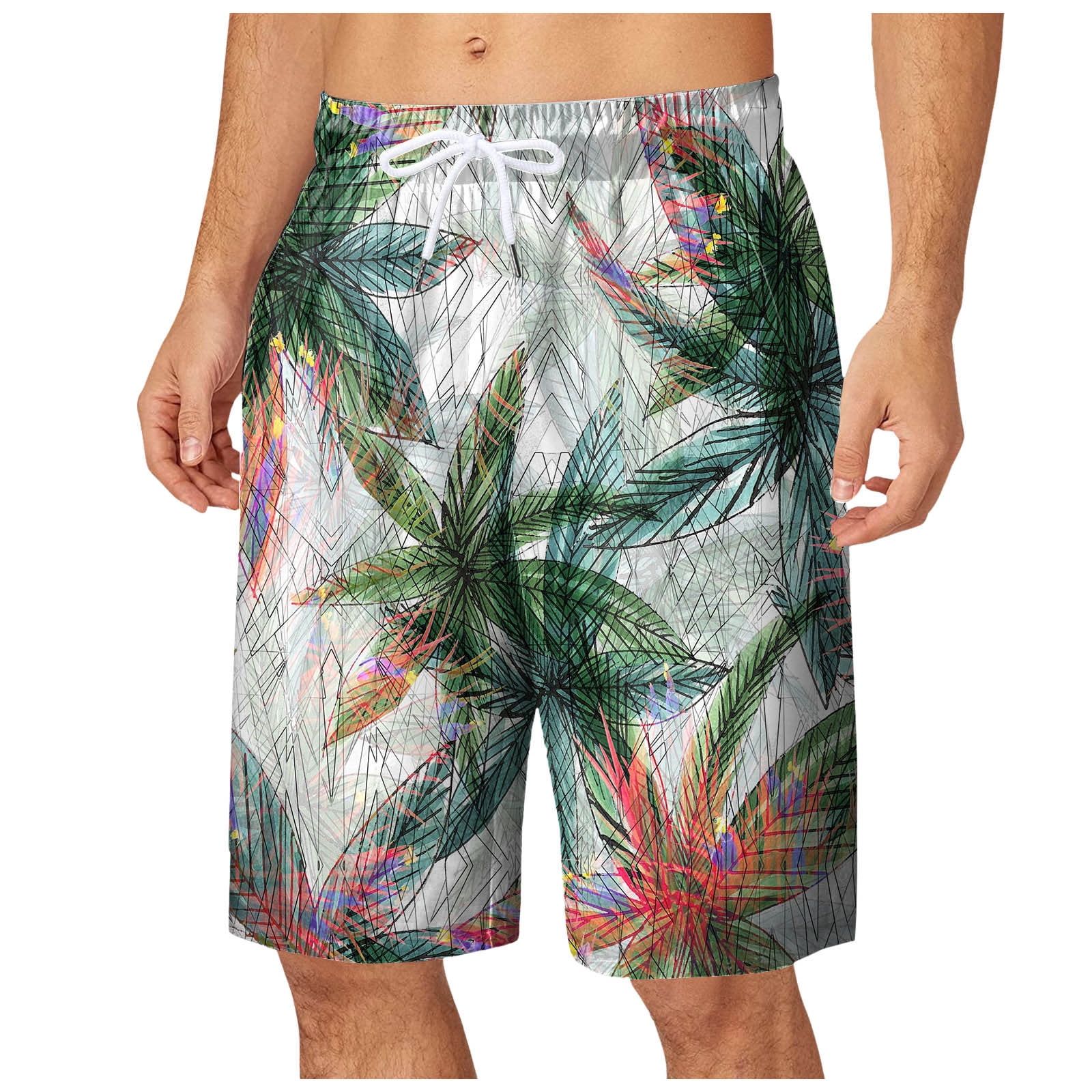 Men Summer Style Digital 3D Printed Shorts Swim Trunks Stretch Waist