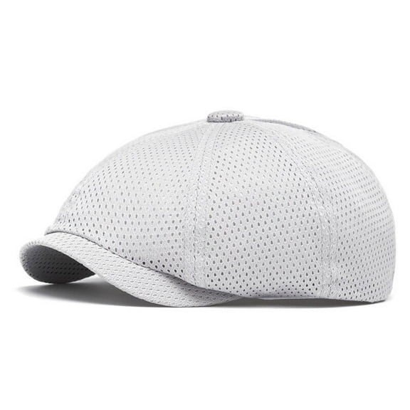Men Summer Thin Breathable Mesh Hat Hollow Duckbill Octagonal Newsboy Sun Cap