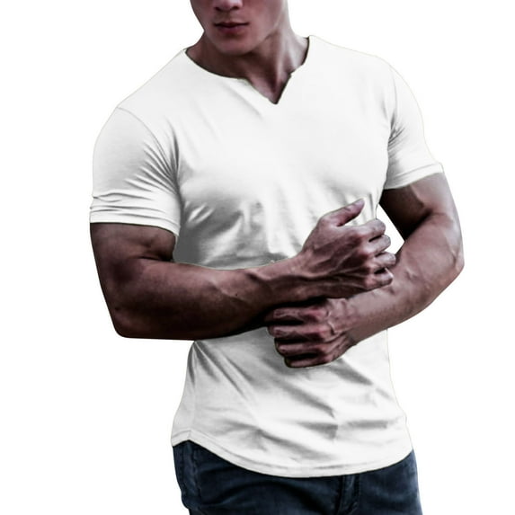 Men Summer Tops Beach Tee Shirts Men Soft T Shirt S Shirts Short Sleeve Workout Tee Short Sleeve Loose Tunic Active Wear Mens Work Out Pack Mens Plain Long T Large White M
