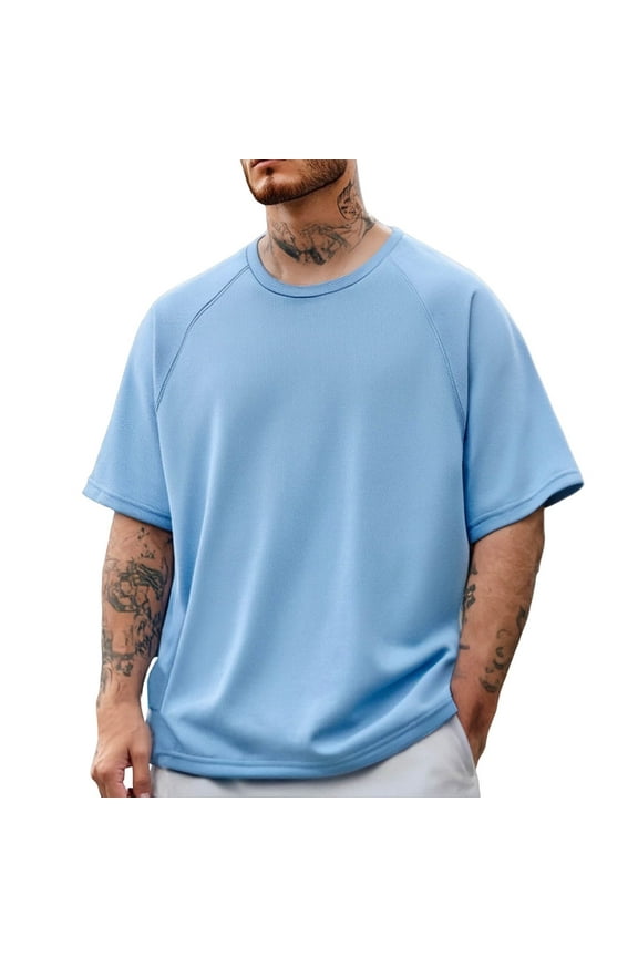 Men Summer Tops Boy Warm Slipper Mens Solid Tee Shirts Soft Men's Shirt Men Athletic T Shirts plus Size Long Sleeve Tee for Workout Set Active under Scrub Same Day Long Sleeve Shirt Summer Light Blue