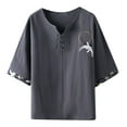thumbnail image 1 of Men Summer Tops Colorful Undershirts Men Pocket Short Mens Athletic Long Sleeve Tee plus Size Olive Kimono Shirts Old Mens Shirt Lady Summer Shirts Neck Turtleneck Short Sleeved Grey 4XL, 1 of 4