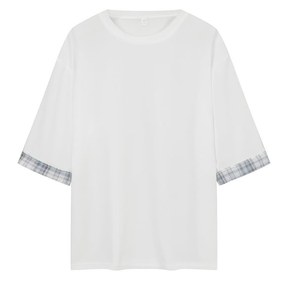 Men Summer Tops Dry Running Short Western T Shirts Turtleneck Tees Stripped Short Sleeve Shirt Men Shirts Comfy Athletic Top Long Sleeve Long Scrub Top Shirt with Spandex Scrub Undershirt White M