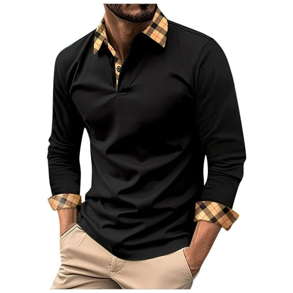 Men Summer Tops Fashion Mens Athletic Long Sleeve Shirts Business Regular Fit Shirts Plaid Collared Tops With Button Long Sleeves Men Thick Tee Shirt Fitting Sleeve Shirt Workout Tech Navy 2XL