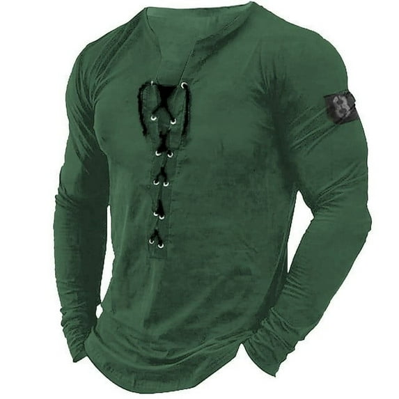 Men Summer Tops Holiday Crop Tops Men Loose Fit Top Medium Shirt Too plus Long Sleeve Shirt Oversized Tee Athletic Fit Top Long Sleeved Fitted Tunic Men's Sleeve Solid Color Green 3XL