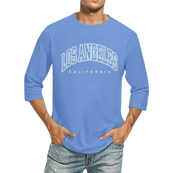 Men Summer Tops Long Neck Men Small Long Sleeve Shirts Old Mens Shirt Sleeve Turtle Neck Athletic Tee Top Pack Shirt Tops Wool Vest Extra Tall Tee Shirts Athletic 3/ 4 T Light Blue 2XL