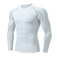 thumbnail image 1 of Men Summer Tops Men Compression Shirts Long Sleeve Tee Shirts Spandex Thin Neck Cute Mens Tees Slipper Sock Neck Long Sleeve T Guard Men's Cycling Shirt under Scrub Shirt Dry White 2XL, 1 of 4