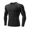 thumbnail image 1 of Men Summer Tops Men Compression Shirts Long Sleeve Tee Shirts Spandex Thin Neck Cute Mens Tees Slipper Sock Neck Long Sleeve T Guard Men's Cycling Shirt under Scrub Shirt Dry Black 2XL, 1 of 4