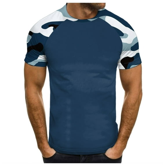 Men Summer Tops Men Small Long Sleeve Shirts Mens Tees Shirts Mens V Neck Casual Medium Short Sleeve Athletic Long Tee Clothe Set Athletic Tee Top Running S Tops Blue 2XL
