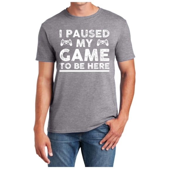 Men Summer Tops Men T Shirts Paused My Game To Be Here Funny T Shirt For Men Video Humor Joke For Teenage Boys T Shirt Grey XL