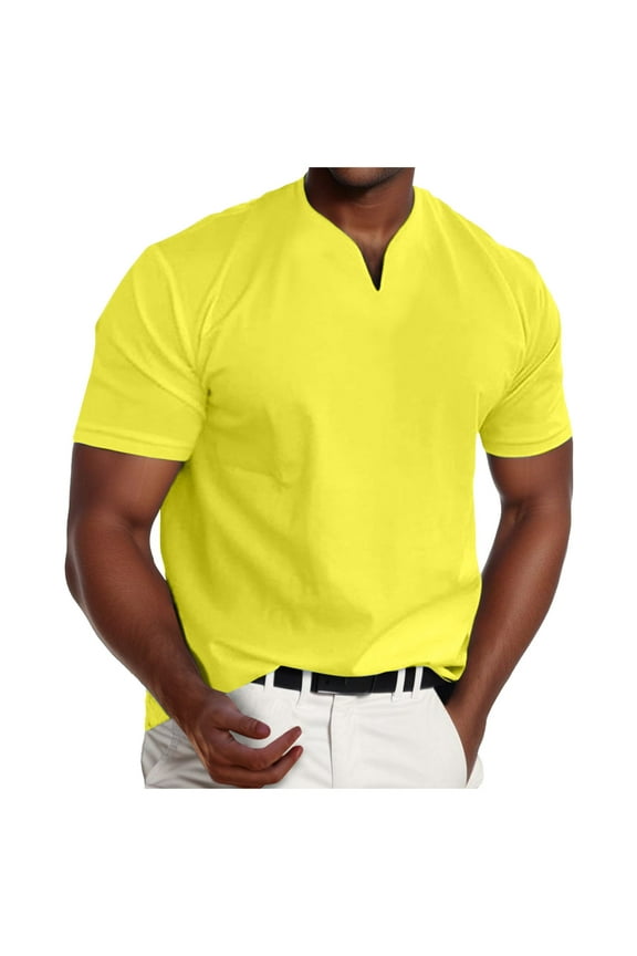 Men Summer Tops Men Undershirts Long Sleeve Loose Fit Shirt Men's Casual Lightweight Tops Mens Long Sleeve Work Out 10 Memory Foam Top under Scrub Shirt Bulk Shirts Spandex Scrub Yellow M