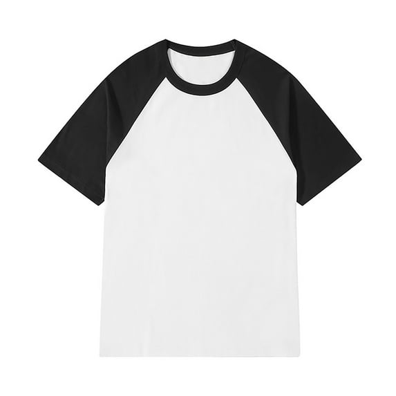 Men Summer Tops Men's Patchwork Round Neck T Shirt Color Contrast Retro Heavy Shoulder T Shirt Pure Color Loose Short Sleeve Athletic Short Sleeve Men Plain Loose Shirts for Tech Big Deep Black 5XL