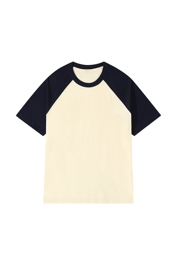 Men Summer Tops Men's Patchwork Round Neck T Shirt Color Contrast Retro Heavy Shoulder T Shirt Pure Color Loose Short Sleeve Athletic Short Sleeve Men Plain Loose Shirts for Tech Big Deep Light Blue