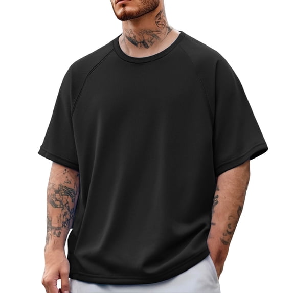 Men Summer Tops Men s Short Sleeve Basketball Athletic Tee for Warm Up and Training with Sweat Wicking Performance and Split Design for College Students Black XL