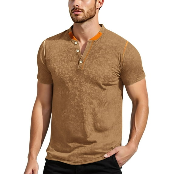 Men Summer Tops Men's Summer New Outdoor Sports Casual V Neck Short Sleeved T Shirt Tops T Shirts for Men Lightweight Warm Long Sleeve Shirts Long Sleeve Nightshirts Loose Gold XL