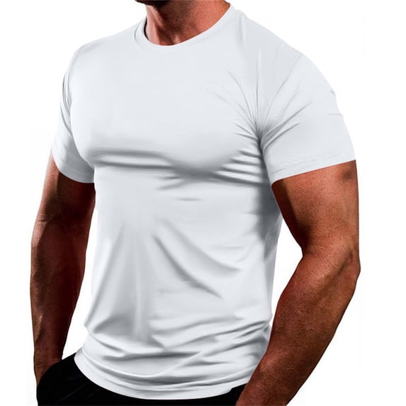 Men Summer Tops Men's Summer Round Neck Short Sleeve Men's Home Leisure Sports T Shirt Boys Sleepers Super N Slipper Men Long Sleeved T Shirts Tee Shirts Loose Fit Raglan for Turtleneck White 2XL