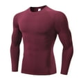 thumbnail image 1 of Men Summer Tops Men's Tight Fitting Fitness Training Long Sleeve Tee for Running and Gym Performance Red M, 1 of 4