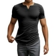 thumbnail image 1 of Men Summer Tops Men's V Neck T Shirts Slim Fit Casual Tee Shirts For Everyday Wear Spring And Summer Stylish Top For Shorts And Daily Outings Mens Blank Shirt Top Mens Athletic Short Sleeve Black L, 1 of 6