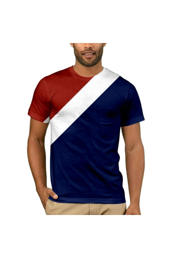 Men Summer Tops Mens Independence Day Holiday T Shirt Red White And Blue Flag Flag Retro Style Short Sleeved T Shirt Mens Western Men's Loose Fit Tees Men's Workout Shirts Short Sleeve Blue XL