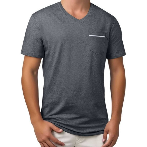 Men Summer Tops Mens Ringer Tee Vintage Solid Workout Tops Men plus Size T Shirts Mens Work Shirt Short Sleeve Short Sleeve Athletic Shirts Running Shirt Tee Long Athletic Polyester Dark Gray 2XL