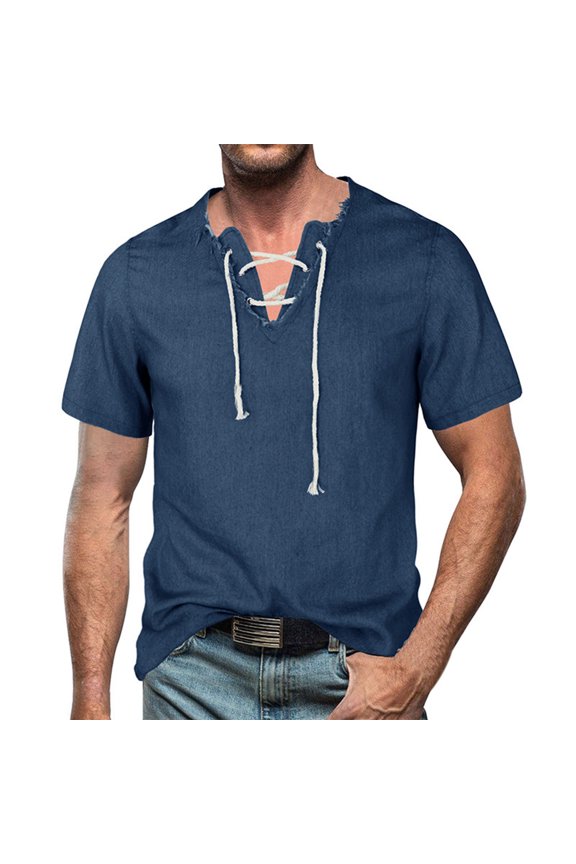 Men Summer Tops Short Men Long Sleeve Work Out Shirt Long Sleeve Scrub Undershirt Knit Shirts Pocket Work Shirt Mens Blouses Summer Mens Silk Top Short Sleeved Shirts for Casual Blue M