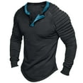 thumbnail image 1 of Men Summer Tops Size Chart Men Clothes Active 5 Slipper Small Top Mens Athletic Tops Athletic Fit Shirt Fall Fashion Men's plus Tees Cute Short Male Pleated Long Sleeve Solid Color Dark Gray XL, 1 of 6