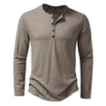 thumbnail image 1 of Men Summer Tops Summer Mens Slub T Shirt Mens Casual Fashion Short Sleeve T Shirt Shirts Men Size Turtleneck Neck Loose Fit Athletic Tops Cute Long Sleeve Shirts for Tunics Silk Top Long Khaki L, 1 of 2