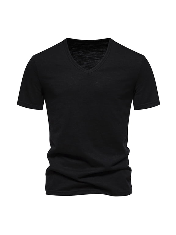 Men Summer Tops Tan Summer Tops Men Tech Sleeve Mens Long Sleeve T Shirt Long Shirts Large Casual T Shirt Top under Scrub Dry Clothe Workout Pack Slim Loose Neck Mens Solid Color V Black 2XL