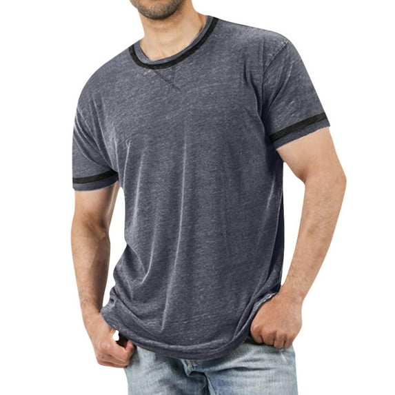 Men Summer Tops Tops Mens Quick Men plus Size Olive Kimono Mens Athletic Short Sleeve Small Shirt Shirts Striped Long Sleeve Tall T Shirts Athletic T Shirt Tees Fashion Deep V Grey L