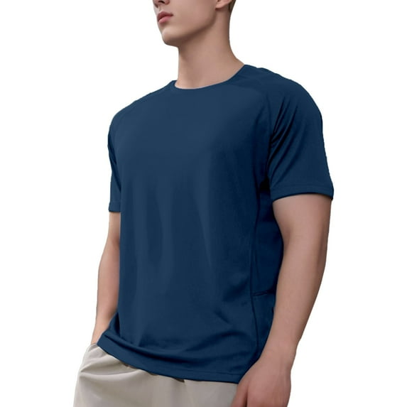 Men Summer Tops Trumpet Sleeve Shirts Men N Apparel Mens Yoga Tops Long Sleeve Mens Fall Sweaters Exercise Compression Shirt Shirts for with Sleeves Pocket Tee Long Swim Wear Neck Top Navy L