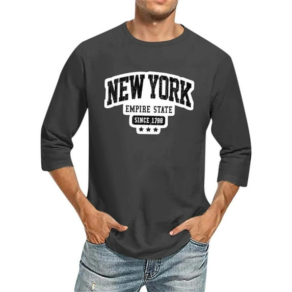 Men Summer Tops Turtleneck Shirts Men plus Size T Shirts Long Sleeve Pullover Athletic Clothe Shirt Sleeve Top Pack Quick Exercise Top Cute Summer Tops Fitted Long 3/ 4 Letter City Dark Gray M