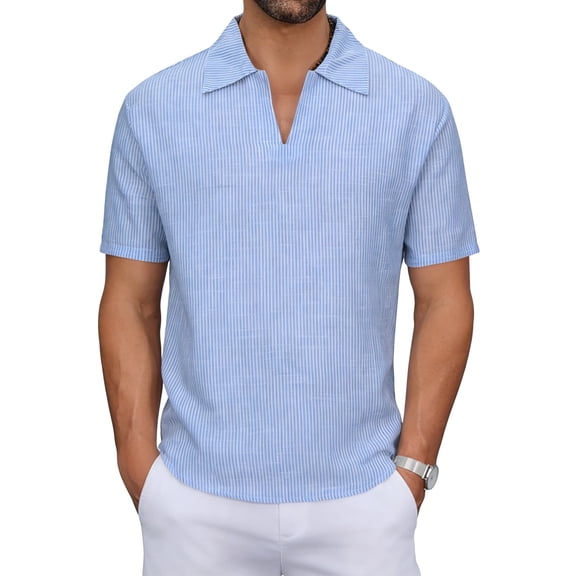 Men Summer Vacation Cotton Linen Shirts Casual Loose Lapel Short Sleeve Blouses Travel Trendy Comfy Soft Solid Color Tops