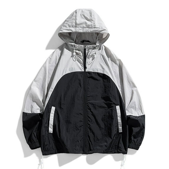 Men' Summer Windbreaker Hooded Clothes Unisex LightThin Sunscreen Zipper Jackets Outdoor Spring Coat