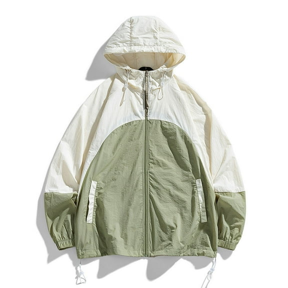 Men' Summer Windbreaker Hooded Clothes Unisex LightThin Sunscreen Zipper Jackets Outdoor Spring Coat