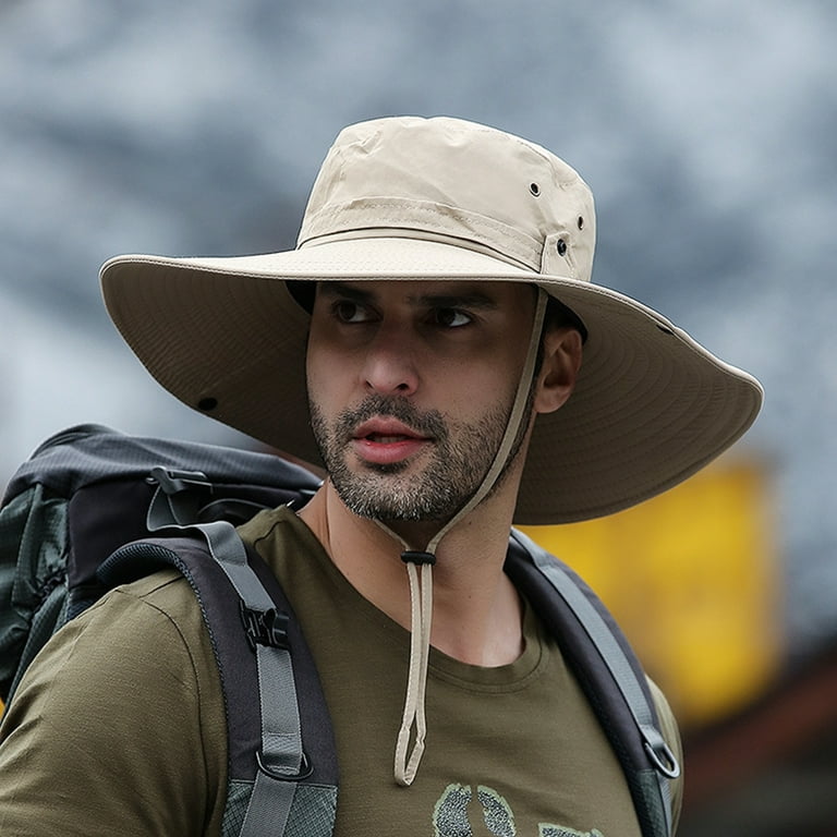 Mightlink Men Sun Hat, Wide Birm Bucket Hat UV Protection Boonie Hat for Fishing Hiking Garden Beach, Men's, Size: One size, Beige