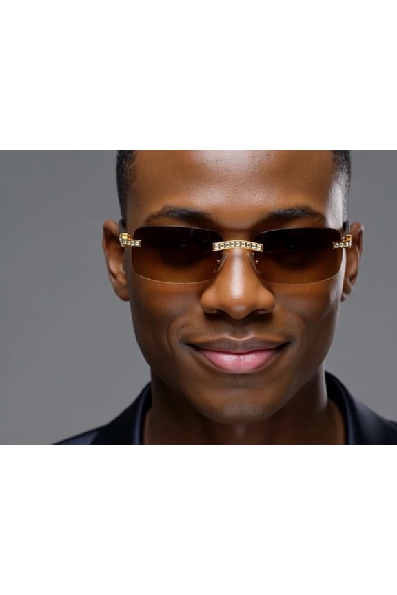 Men Sunglasses Brown Lens Classic Bling Rap Hip Hop Quevo Model Gold Shades Buffs