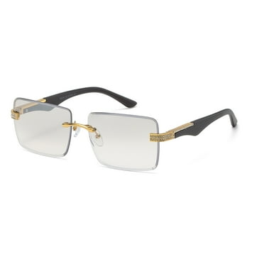 Men Sunglasses Fashion Style Clear Lens Woody Arms Gold Ganga Style Street Wear