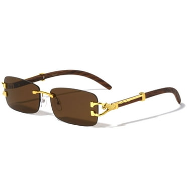 Men Sunglasses Hip Hop Luxury Model Brown Lens Frameless Sophisticated Gang