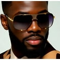 thumbnail image 1 of Men Sunglasses Luxury Gold Frame Square Metal Style Sunglasses Black GM, 1 of 8