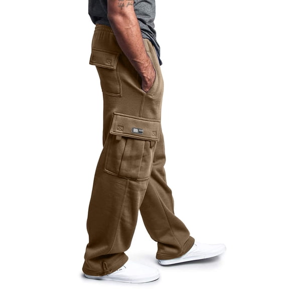 Men Sweat Pants Men's Rope Loosening Waist Solid Color Pocket Trousers Loose Sports Trousers Pro Club Cargo Sweatpants For Man